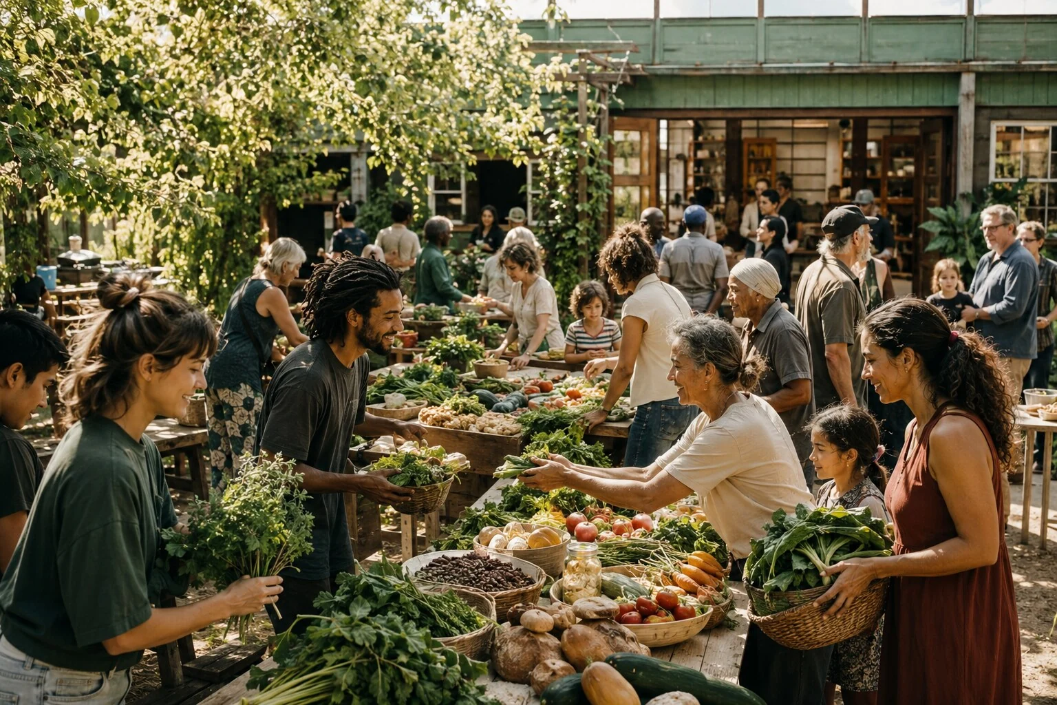 Üreticilerin, aşçıların, ailelerin ve çocukların mevsimlik gıdaları eşitçe paylaştığı karşılıklı yardımlaşma sofrası