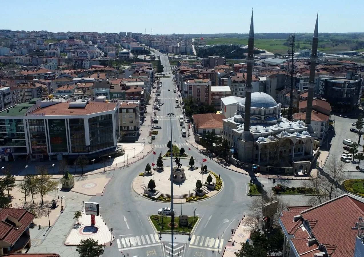 Çerkezköy kent merkezinin havadan genel görünümü